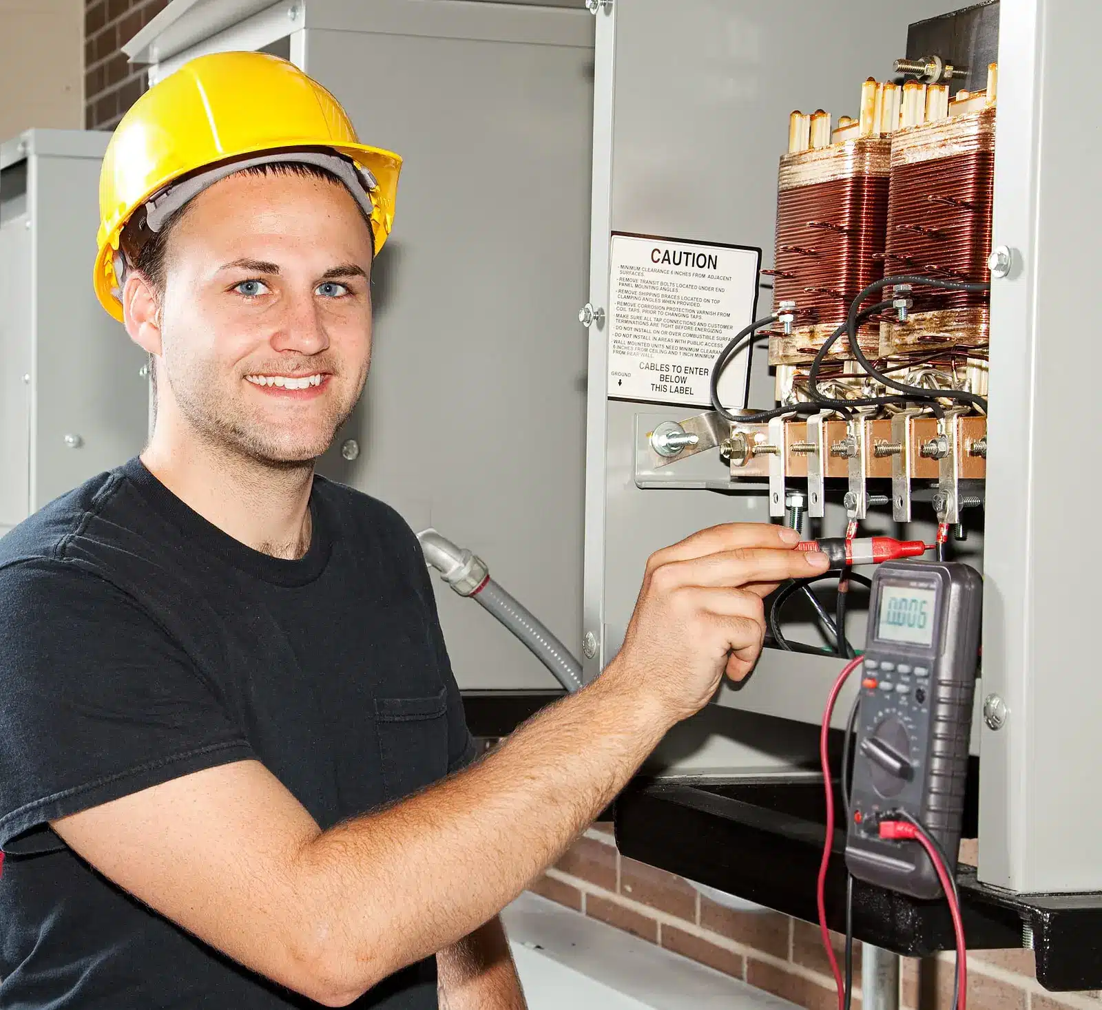 electrician working on box